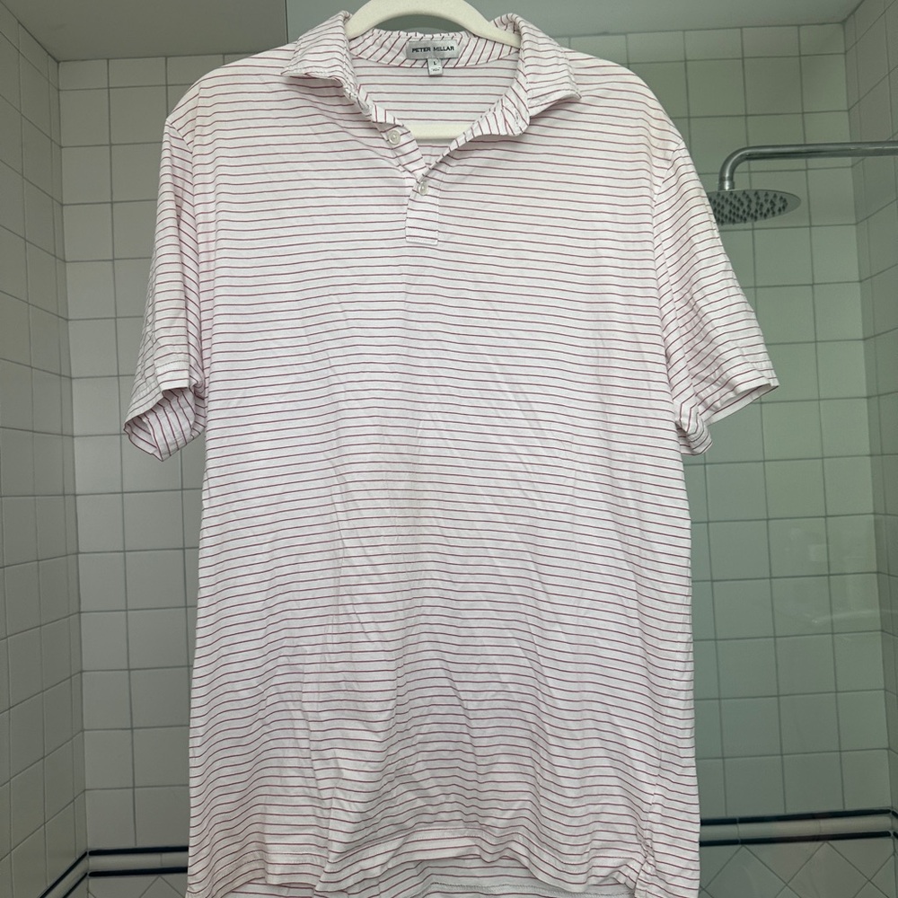PETER MILLAR Albatross Stripe Cotton Blend Piqué Polo
